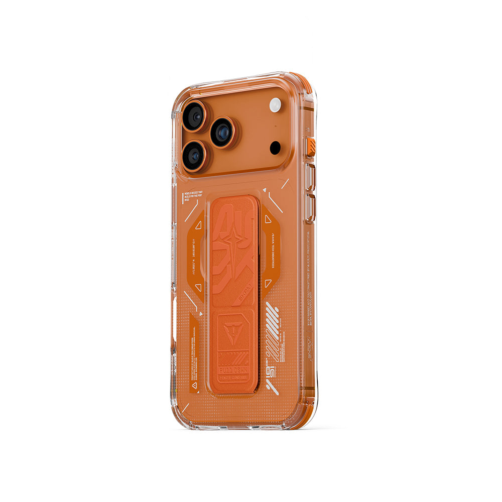 iPhone 17 Pro Kılıf M-safe Şarj Özellikli Teknoloji Desenli Skinarma Helio Mag Charge Standlı Kılıf