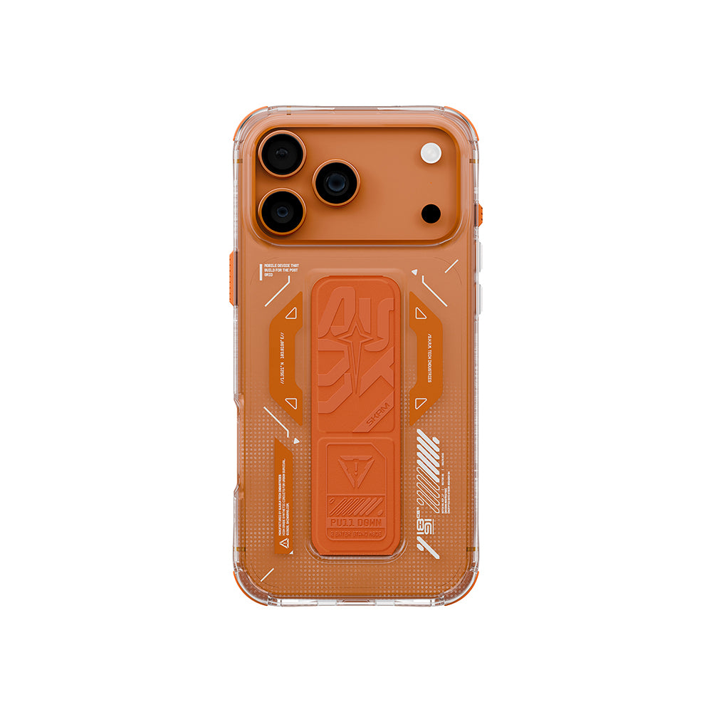 iPhone 17 Pro Kılıf M-safe Şarj Özellikli Teknoloji Desenli Skinarma Helio Mag Charge Standlı Kılıf