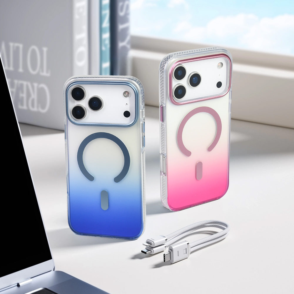 iPhone 17 Pro Kılıf M-safe Şarj Özellikli Transparan Renk Geçişli Zore Toros Kılıf