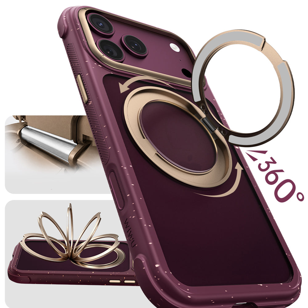 iPhone 17 Pro Kılıf M-safe Şarj Özellikli Wiwu AA-203 AeroArmor Ultra Serisi Airbag Tasarımlı Standlı Kılıf