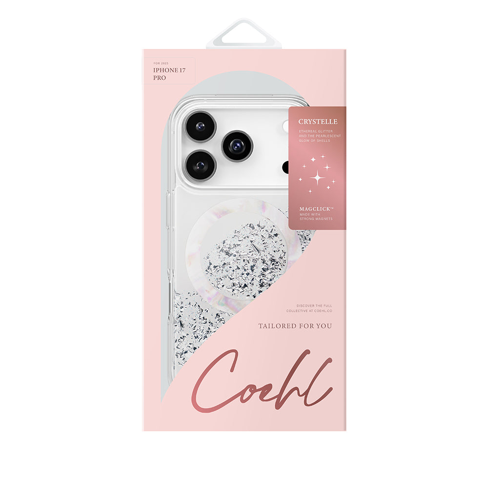 iPhone 17 Pro Kılıf M-safe Şarj Parlak Kristal Desenli Coehl Crystelle Kılıf