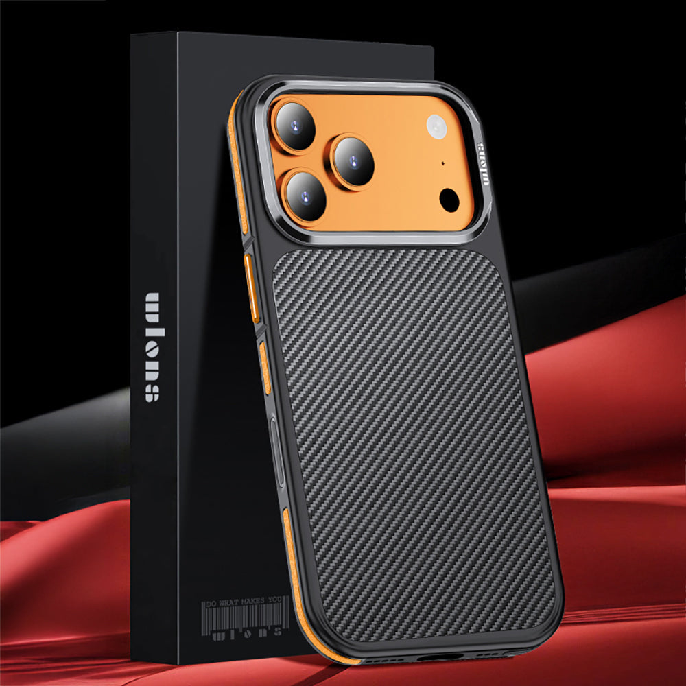 iPhone 17 Pro Kılıf Mat Transparan Karbon Fiber Görünümlü Wlons Marin Kılıf