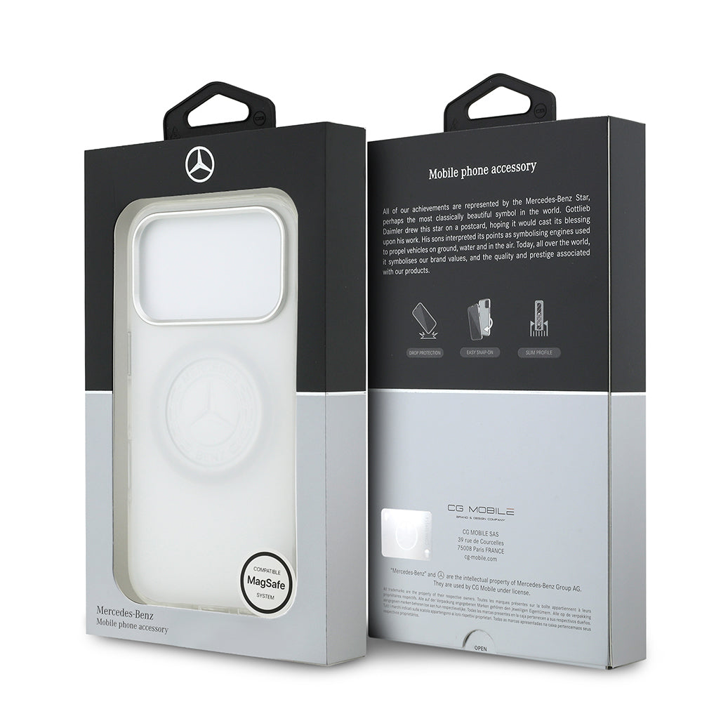 iPhone 17 Pro Kılıf Mercedes Benz Orijinal Lisanslı M-safe Şarj Özellikli Buzlu PC Nostaljik Yıldız Dizayn Kılıf