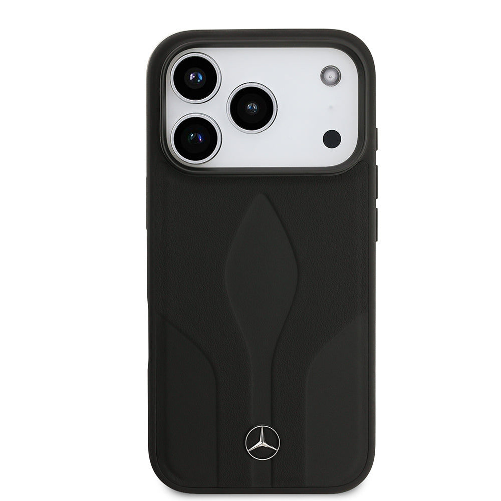 iPhone 17 Pro Kılıf Mercedes Benz Orijinal Lisanslı M-safe Şarj Özellikli Dokulu Desenli Deri Kılıf