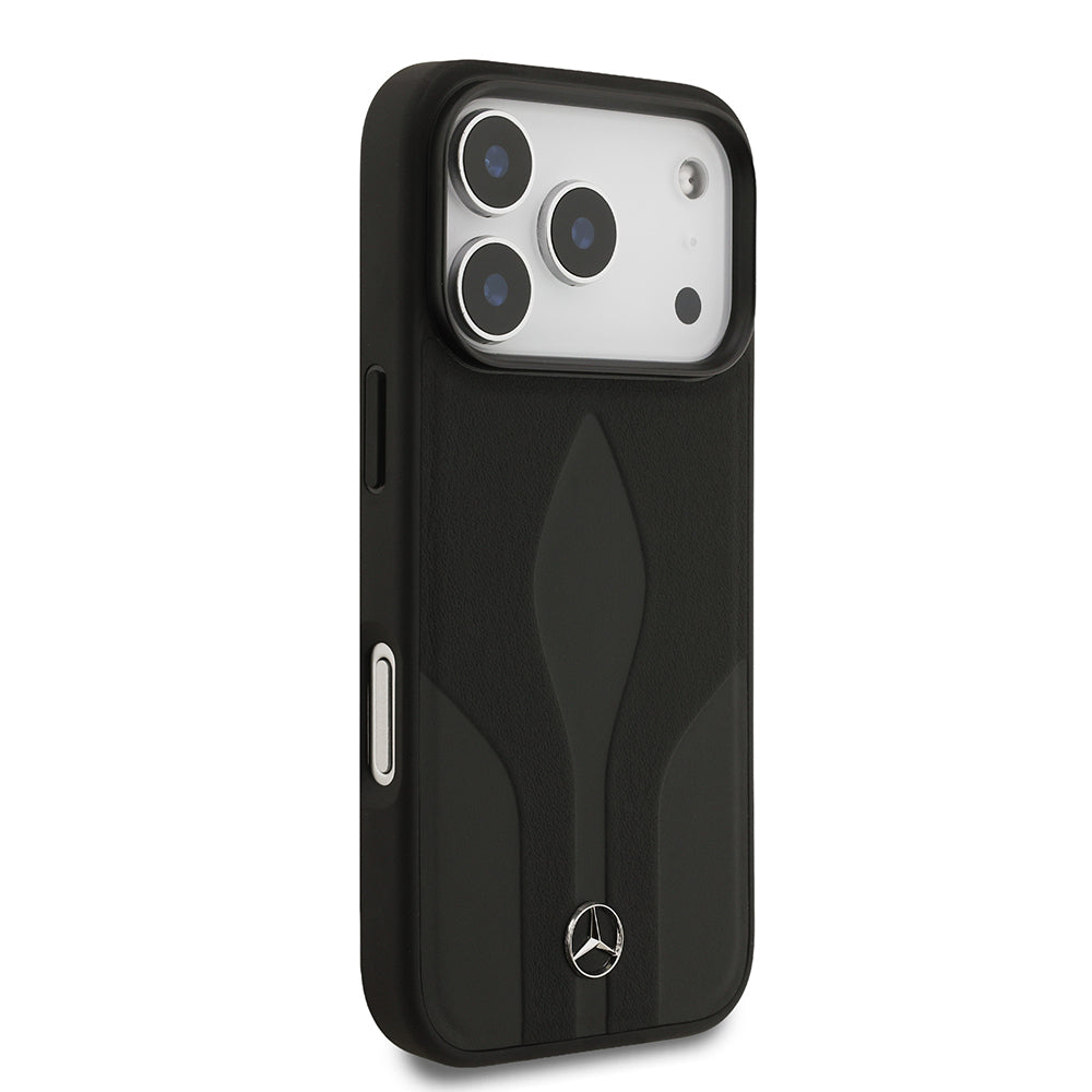 iPhone 17 Pro Kılıf Mercedes Benz Orijinal Lisanslı M-safe Şarj Özellikli Dokulu Desenli Deri Kılıf