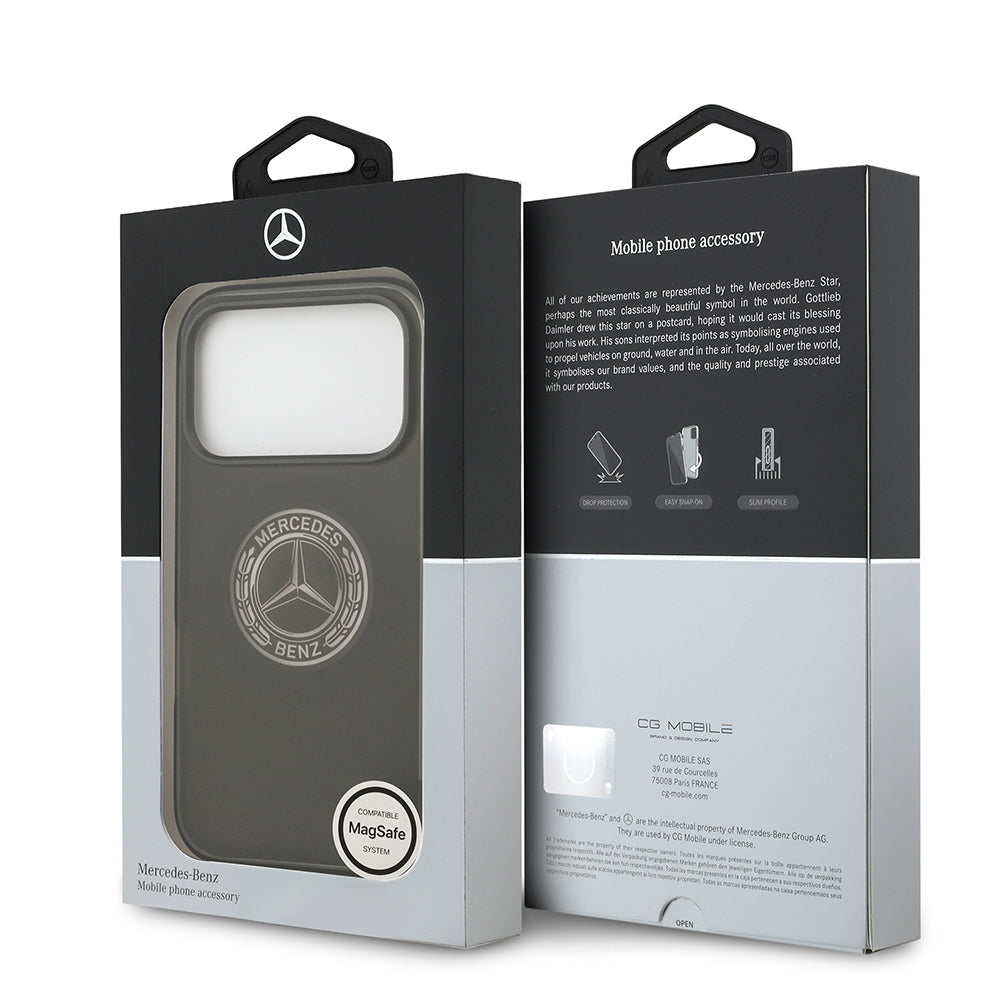 iPhone 17 Pro Kılıf Mercedes Benz OrijinalLisanslı M-safe Şarj Özellikli Buzlu PC Nostaljik Yıldız Dizayn Kılıf