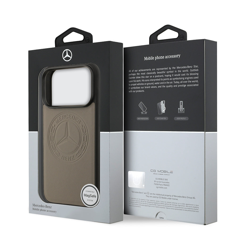 iPhone 17 Pro Kılıf Mercedes Benz OrijinalLisanslı M-safe Şarj Özellikli Hakiki Deri Nostaljik Yıldız Dizayn Kılıf