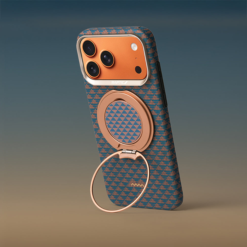 iPhone 17 Pro Kılıf Raptic 2in1 Bundle Kit Aramid Skin Destiny Serisi Stand ve Karbon Kılıf