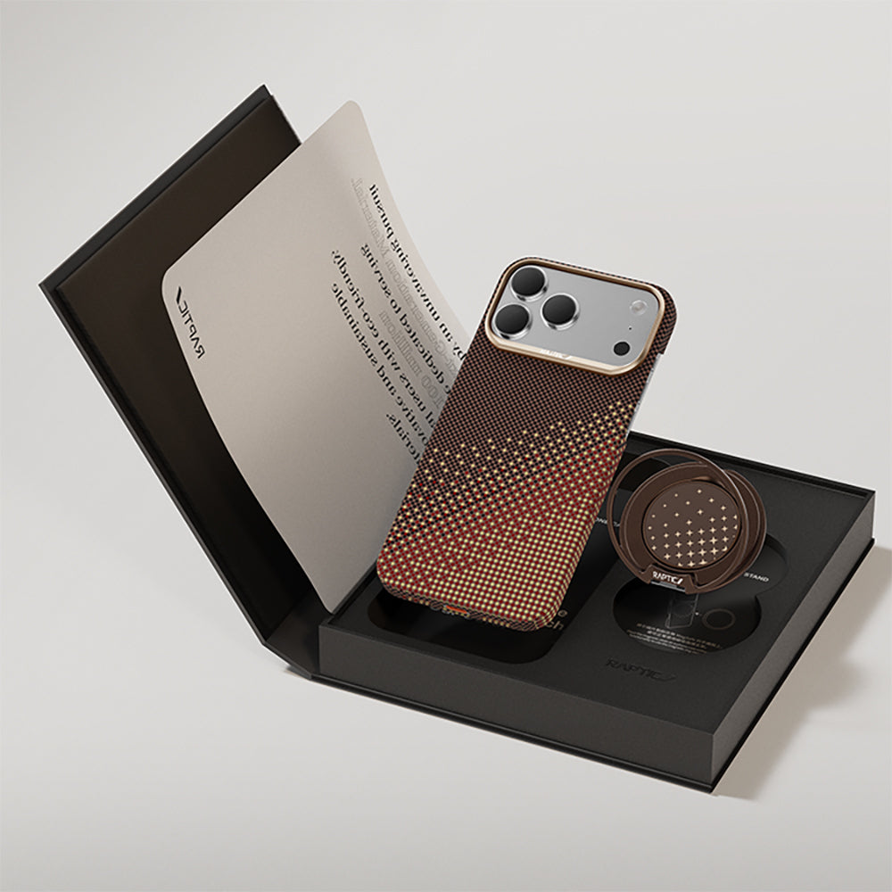 iPhone 17 Pro Kılıf Raptic 2in1 Bundle Kit Aramid Skin Serenity Serisi Stand ve Karbon Kılıf