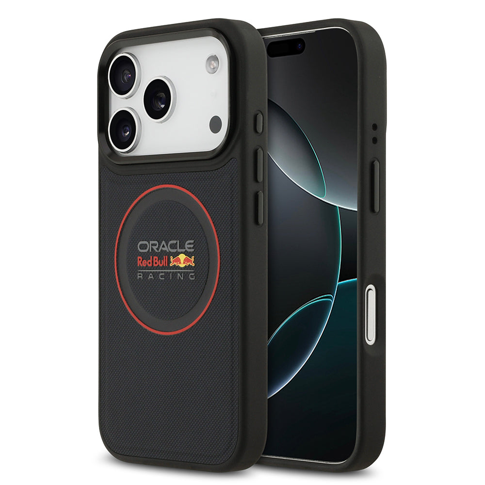 iPhone 17 Pro Kılıf Redbull Orijinal Lisanslı M-safe Şarj Özellikli Kırmızı Halka ve Logo Kabartmalı PU Deri Kılıf