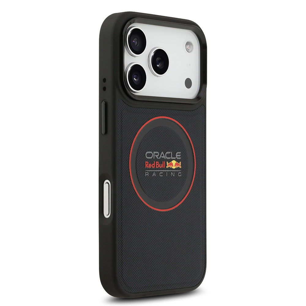 iPhone 17 Pro Kılıf Redbull Orijinal Lisanslı M-safe Şarj Özellikli Kırmızı Halka ve Logo Kabartmalı PU Deri Kılıf
