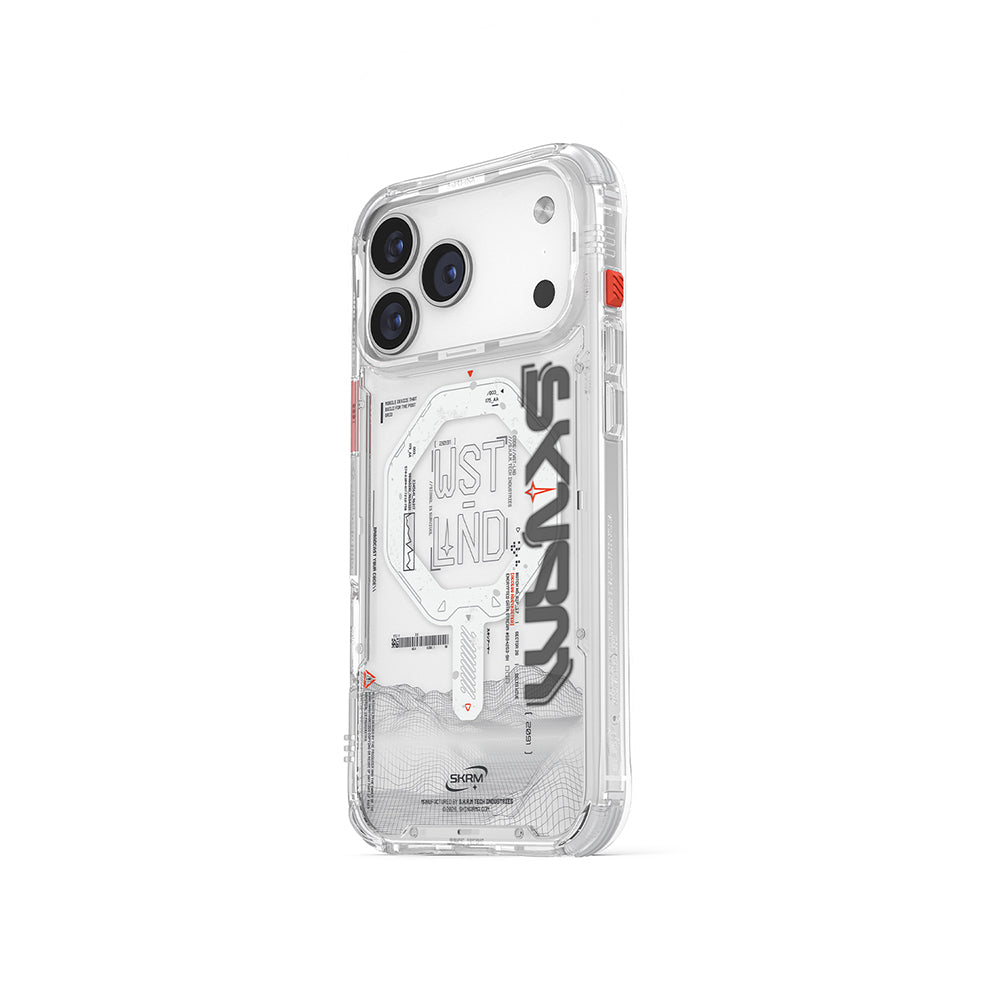 iPhone 17 Pro Kılıf Skinarma M-safe Şarj Özellikli Yazı Desenli Airbag Tasarımlı Sonix Kılıf