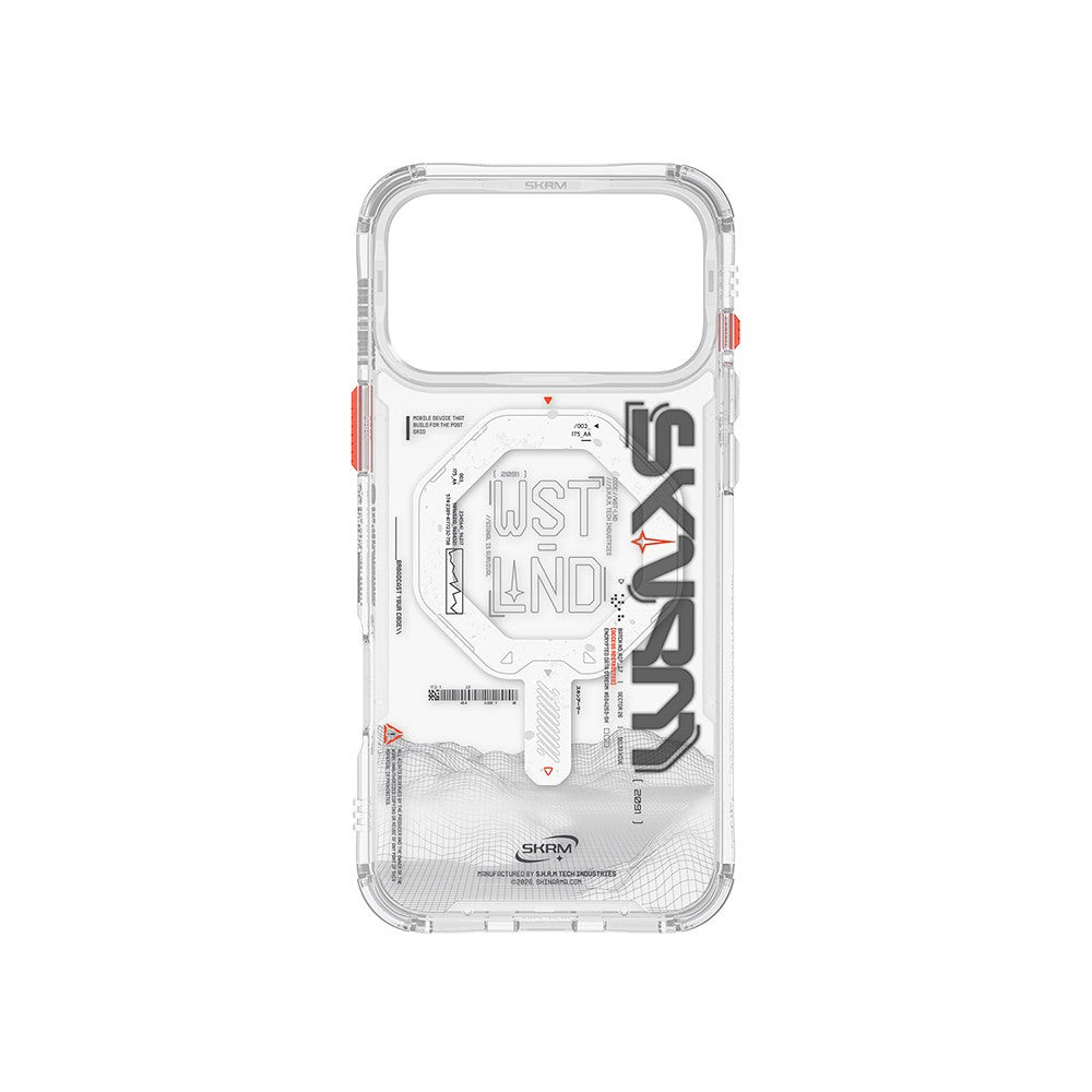 iPhone 17 Pro Kılıf Skinarma M-safe Şarj Özellikli Yazı Desenli Airbag Tasarımlı Sonix Kılıf