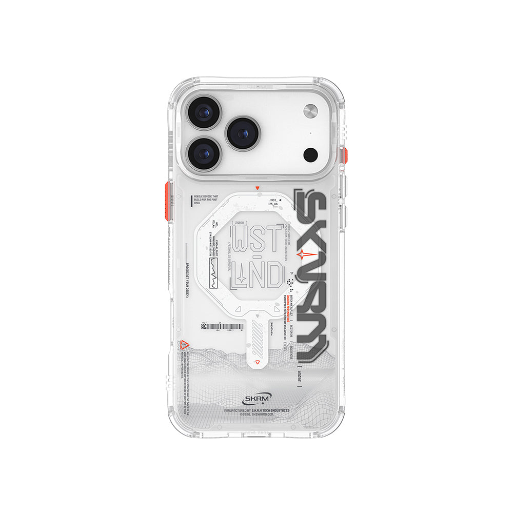 iPhone 17 Pro Kılıf Skinarma M-safe Şarj Özellikli Yazı Desenli Airbag Tasarımlı Sonix Kılıf