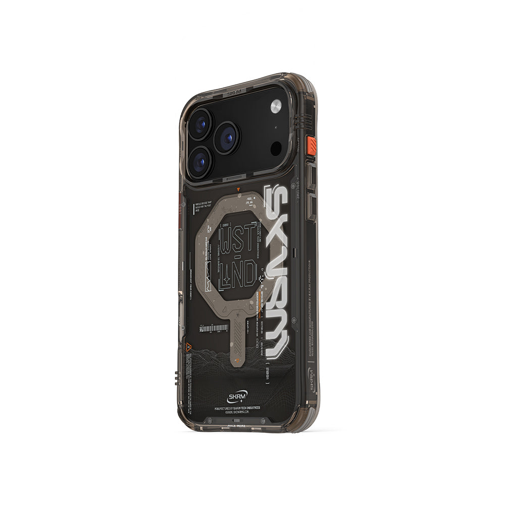 iPhone 17 Pro Kılıf Skinarma M-safe Şarj Özellikli Yazı Desenli Airbag Tasarımlı Sonix Kılıf