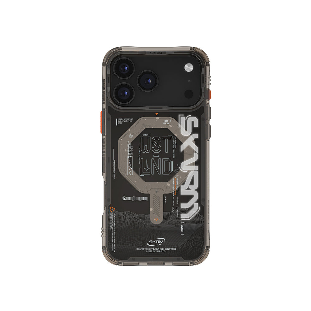 iPhone 17 Pro Kılıf Skinarma M-safe Şarj Özellikli Yazı Desenli Airbag Tasarımlı Sonix Kılıf