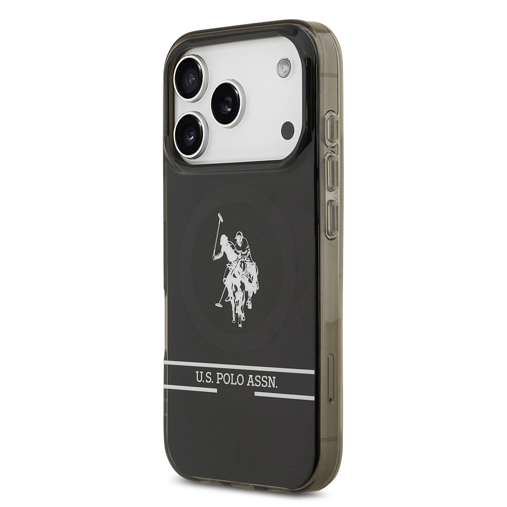iPhone 17 Pro Kılıf U.S. Polo Assn. Orijinal Lisanslı M-safe Şarj Özellikli IML Double Horse Stripe Logolu Kılıf