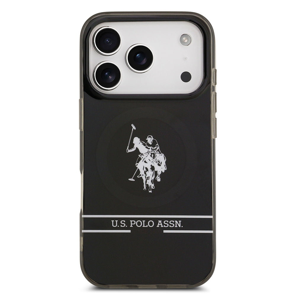 iPhone 17 Pro Kılıf U.S. Polo Assn. Orijinal Lisanslı M-safe Şarj Özellikli IML Double Horse Stripe Logolu Kılıf