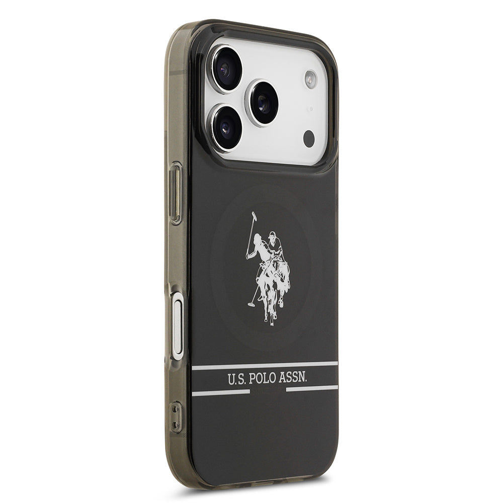 iPhone 17 Pro Kılıf U.S. Polo Assn. Orijinal Lisanslı M-safe Şarj Özellikli IML Double Horse Stripe Logolu Kılıf