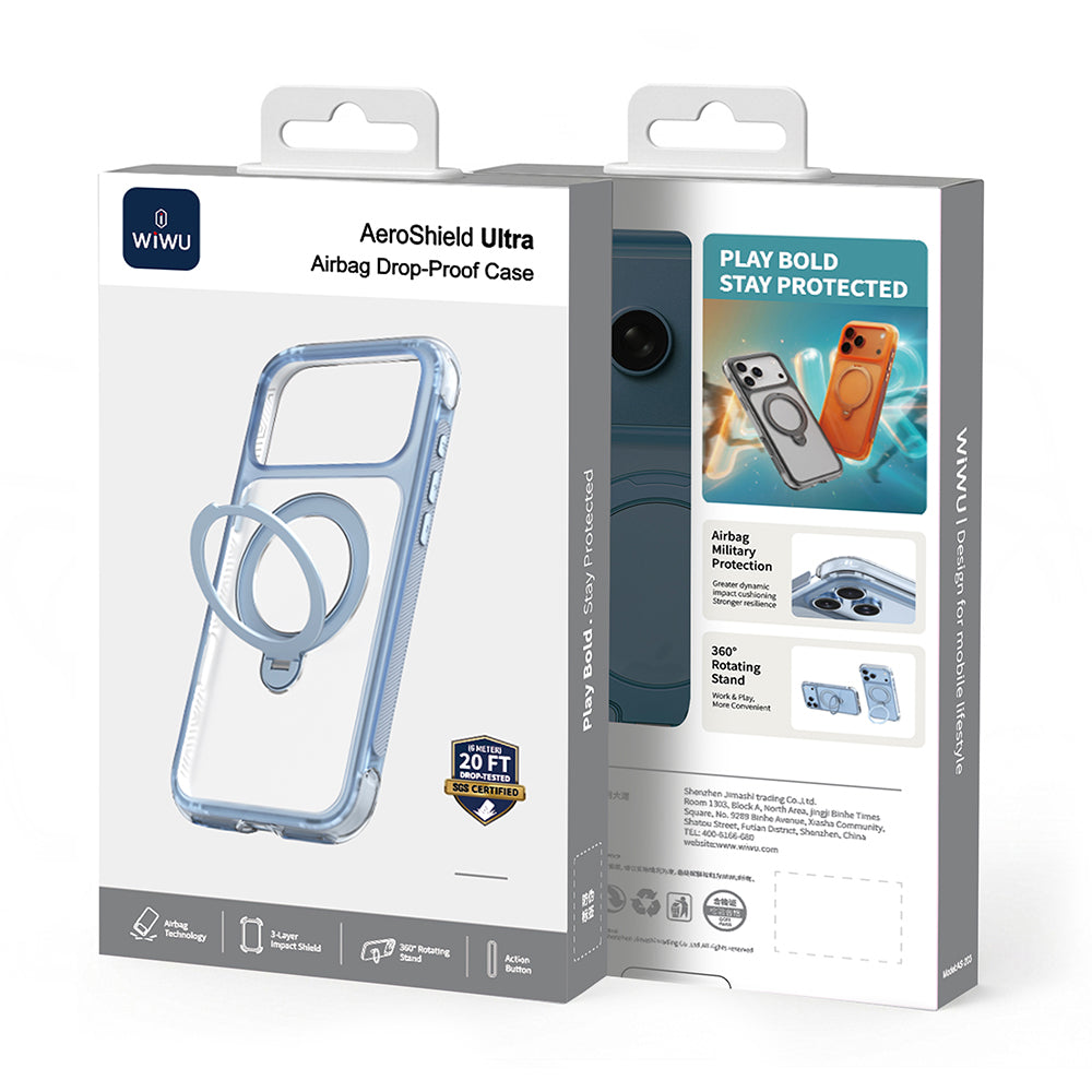 iPhone 17 Pro Kılıf Wiwu AS-203 AeroShield Ultra Serisi M-safe Şarj Özellikli Airbag Tasarımlı Standlı Kılıf