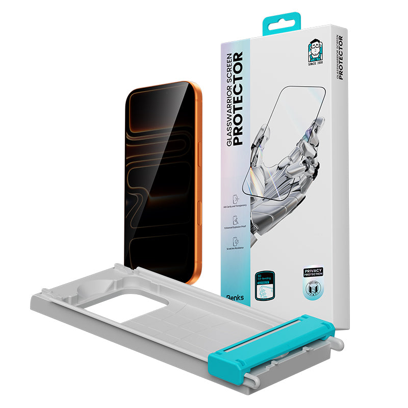 iPhone 17 Pro Max Benks Glass Warrior 2.0 EZFita Privacy Hayalet Cam Ekran Koruyucu + Kolay Uygulama Aparatı