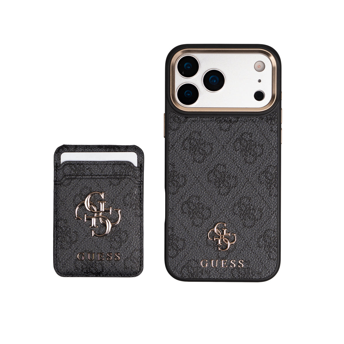 iPhone 17 Pro Max Guess Orijinal Lisanslı 4G ve Yazı Logolu Kartlıklı Kılıf