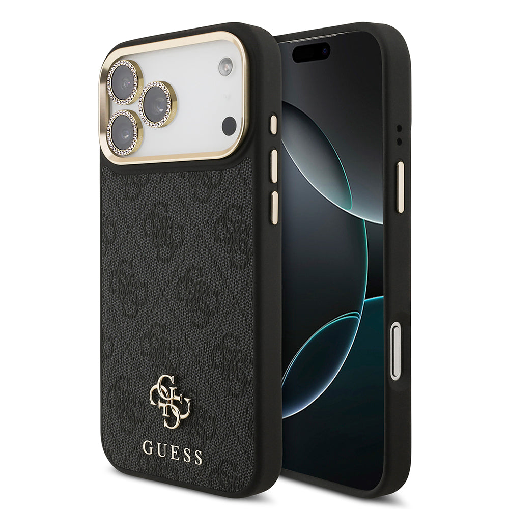 iPhone 17 Pro Max Guess Orijinal Lisanslı 4G ve Yazı Logolu Kılıf + Ekran Koruyucu + Lens Koruyucu 3in1 Aksesuar Seti