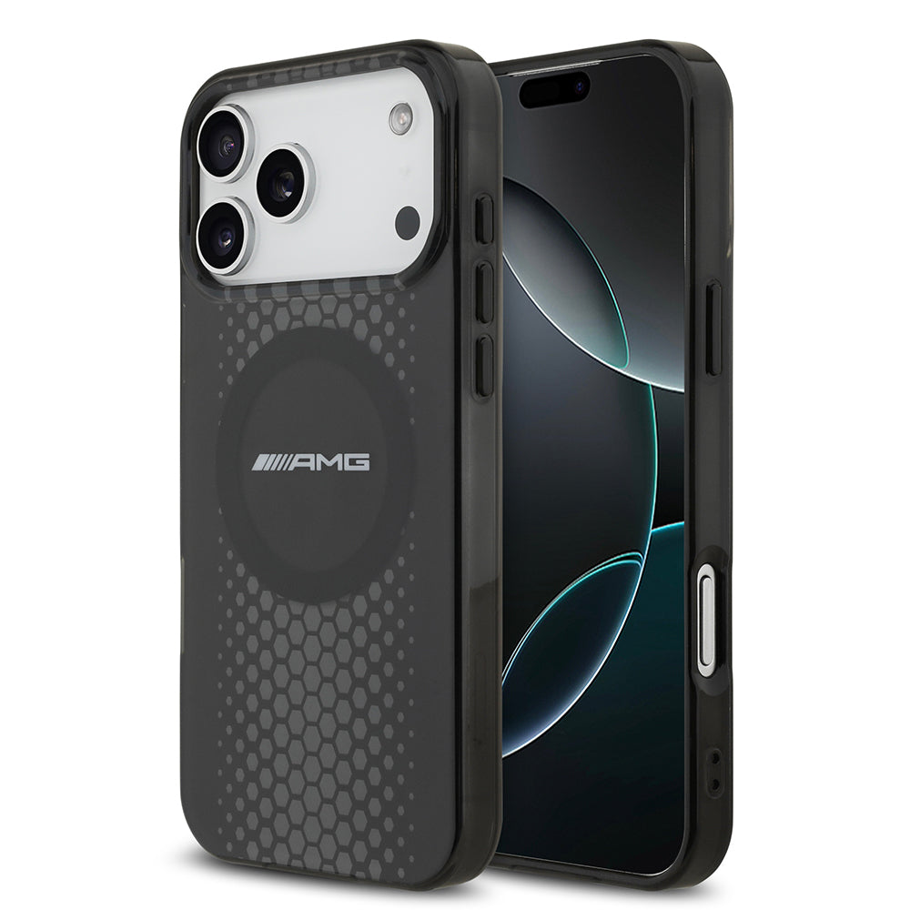 iPhone 17 Pro Max Kılıf AMG Orijinal Lisanslı Çift Katmanlı Büyük Logolu Petek Desenli Kılıf