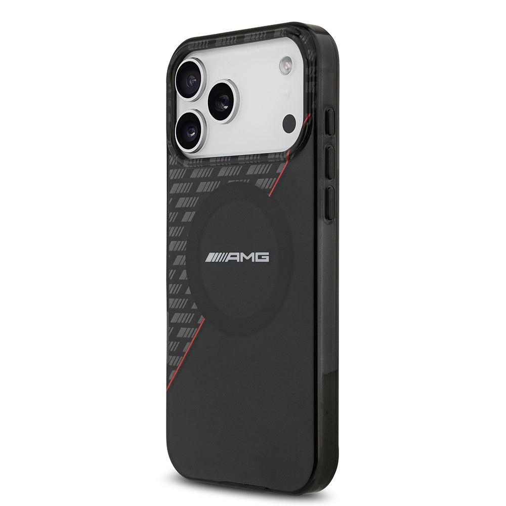 iPhone 17 Pro Max Kılıf AMG Orijinal Lisanslı M-safe Şarj Özellikli Çift Katmanlı Kırmızı Çapraz Çizgili Kılıf