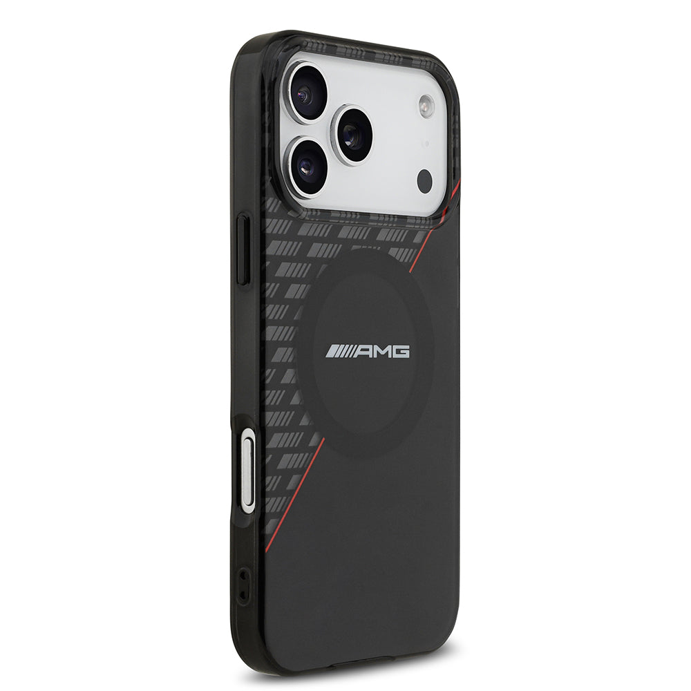 iPhone 17 Pro Max Kılıf AMG Orijinal Lisanslı M-safe Şarj Özellikli Çift Katmanlı Kırmızı Çapraz Çizgili Kılıf