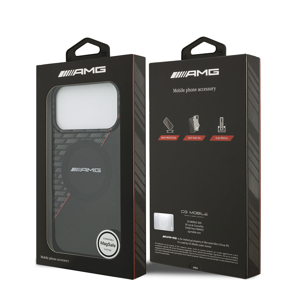 iPhone 17 Pro Max Kılıf AMG Orijinal Lisanslı M-safe Şarj Özellikli Çift Katmanlı Kırmızı Çapraz Çizgili Kılıf