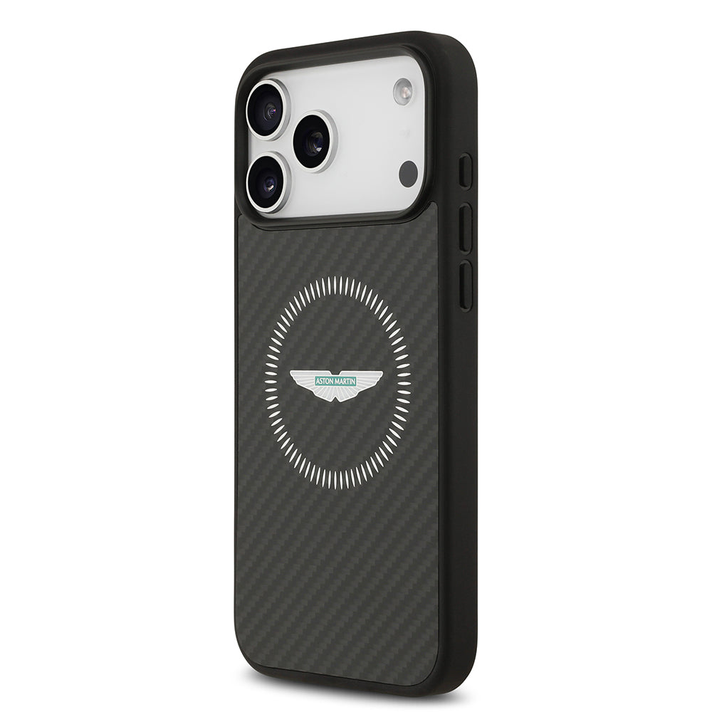 iPhone 17 Pro Max Kılıf Aston Martin Orijinal Lisanslı M-safe Şarj Özellikli Karbon Fiber Kılıf