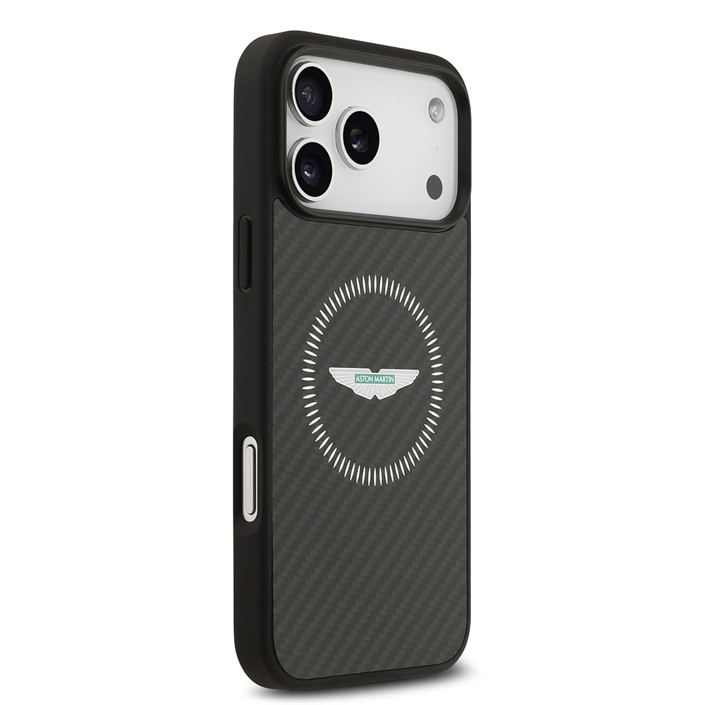 iPhone 17 Pro Max Kılıf Aston Martin Orijinal Lisanslı M-safe Şarj Özellikli Karbon Fiber Kılıf