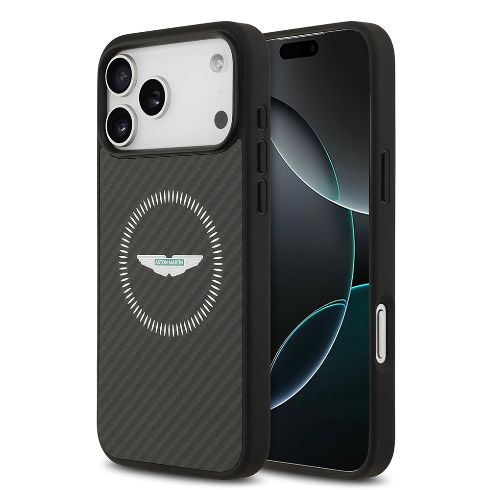 iPhone 17 Pro Max Kılıf Aston Martin Orijinal Lisanslı M-safe Şarj Özellikli Karbon Fiber Kılıf