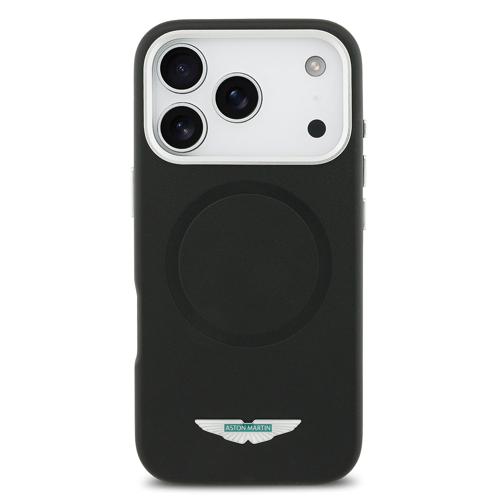 iPhone 17 Pro Max Kılıf Aston Martin Orijinal Lisanslı M-safe Şarj Özellikli Metal Logolu PU Deri Kılıf