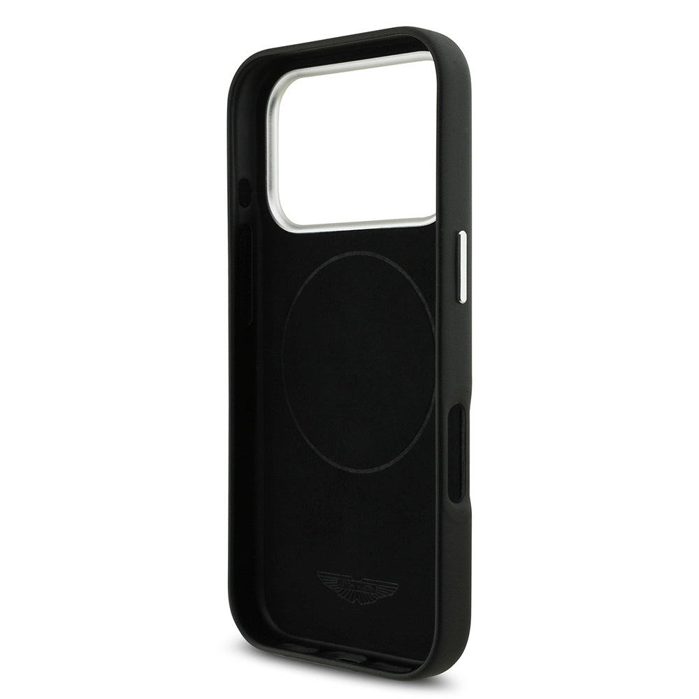 iPhone 17 Pro Max Kılıf Aston Martin Orijinal Lisanslı M-safe Şarj Özellikli Metal Logolu PU Deri Kılıf