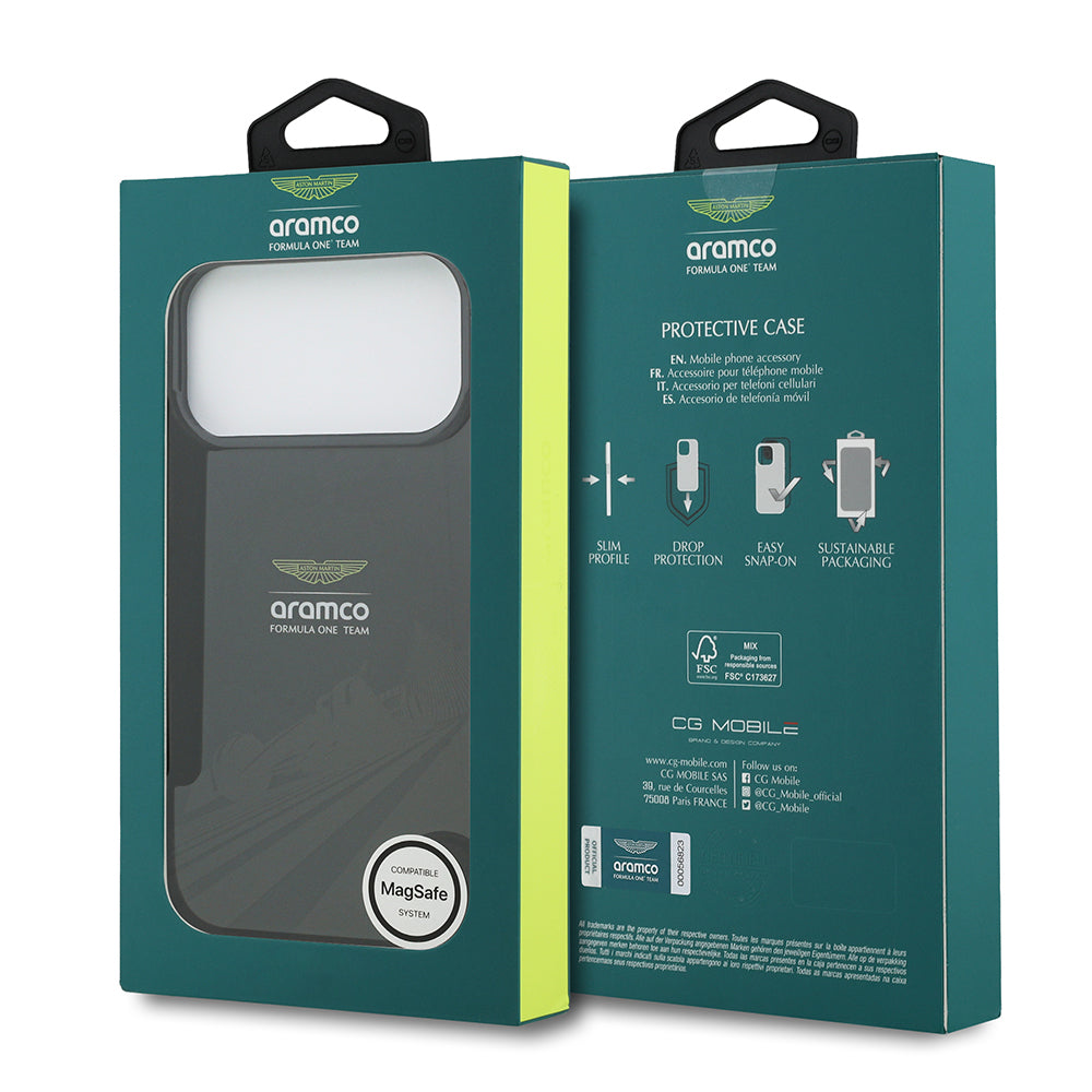 iPhone 17 Pro Max Kılıf Aston Martin OrijinalLisanslı M-safe Şarj Özellikli IML Baskı Logolu Formula Tasarımlı Kılıf