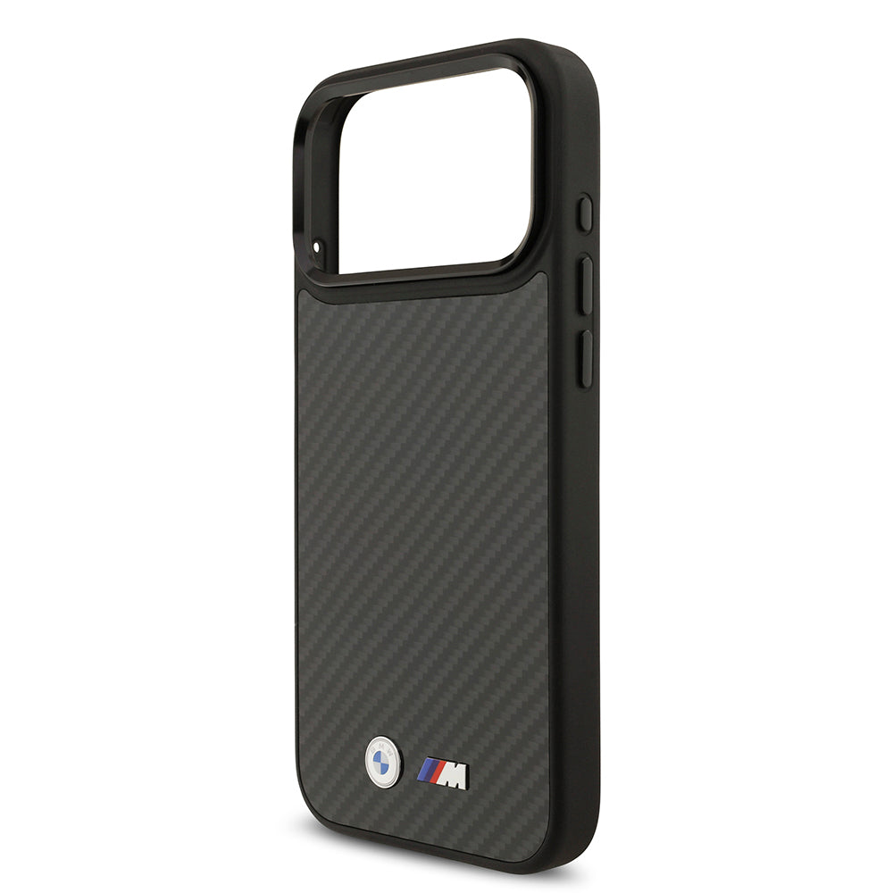 iPhone 17 Pro Max Kılıf BMW Orijinal Lisanslı M-safe Şarj Özellikli Karbon Fiber Metal Logolu Kılıf