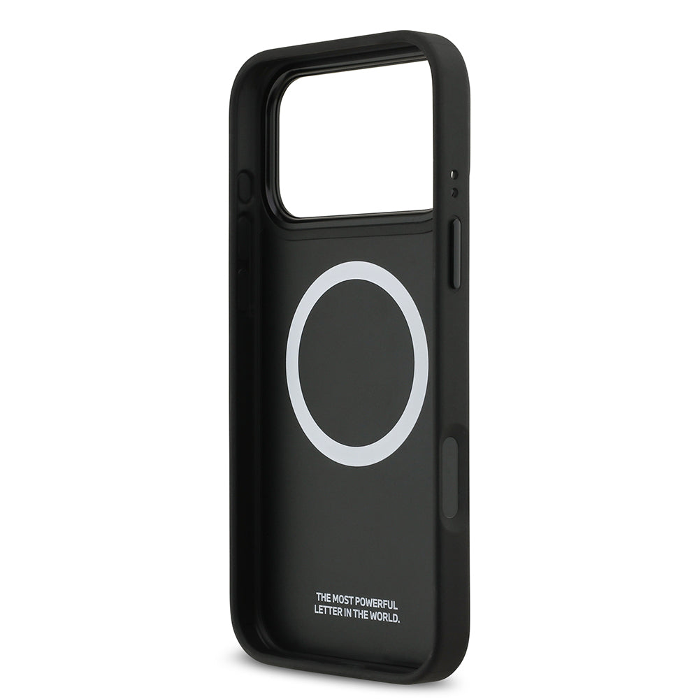 iPhone 17 Pro Max Kılıf BMW Orijinal Lisanslı M-safe Şarj Özellikli M Logolu Üç Şeritli Delikli Deri Kılıf