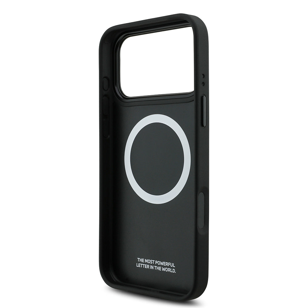 iPhone 17 Pro Max Kılıf BMW Orijinal Lisanslı M-safe Şarj Özellikli Metal BMW ve M Logolu PU Karbon Tasarımlı Kılıf