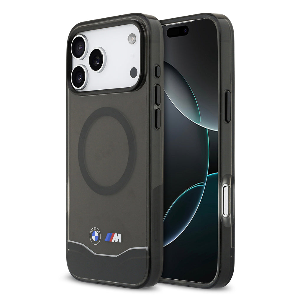 iPhone 17 Pro Max Kılıf BMW Orijinal Lisanslı M-safe Şarj Özellikli Metal Buton Tasarımlı Tranparan M Dizayn Kılıf