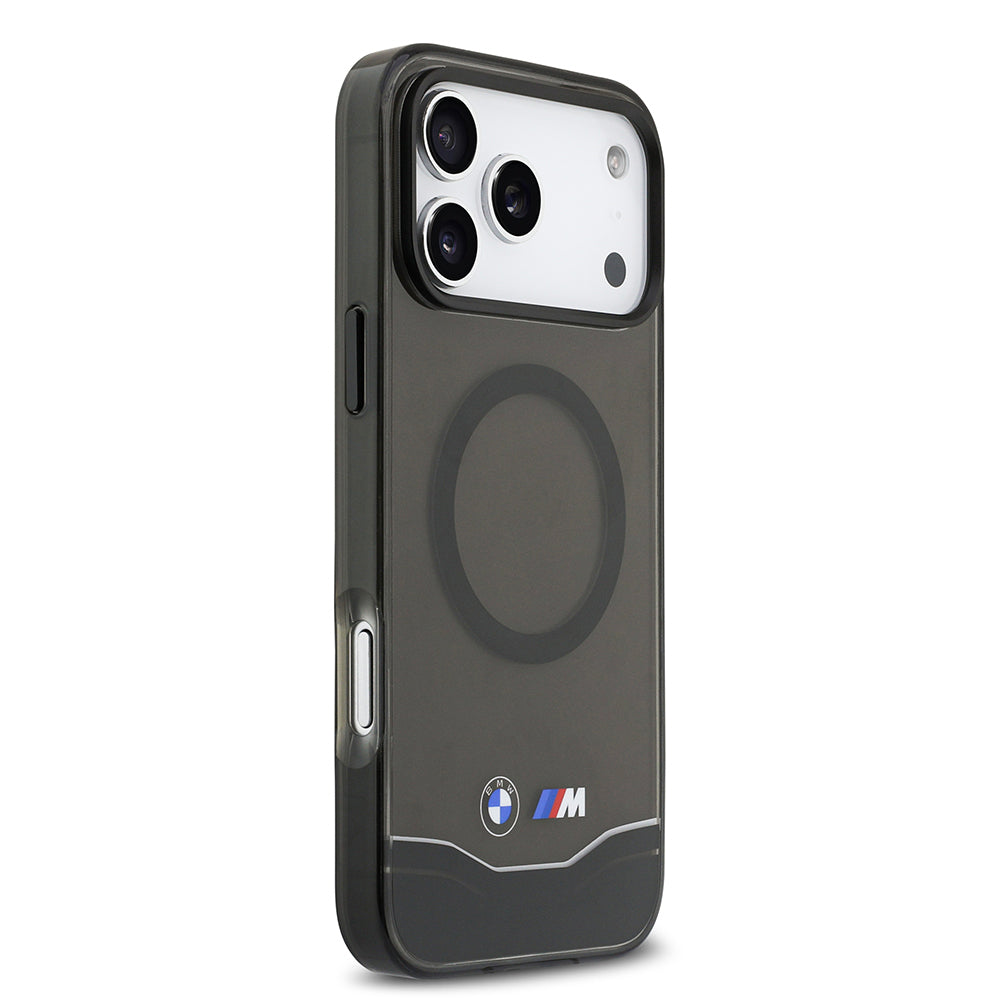 iPhone 17 Pro Max Kılıf BMW Orijinal Lisanslı M-safe Şarj Özellikli Metal Buton Tasarımlı Tranparan M Dizayn Kılıf