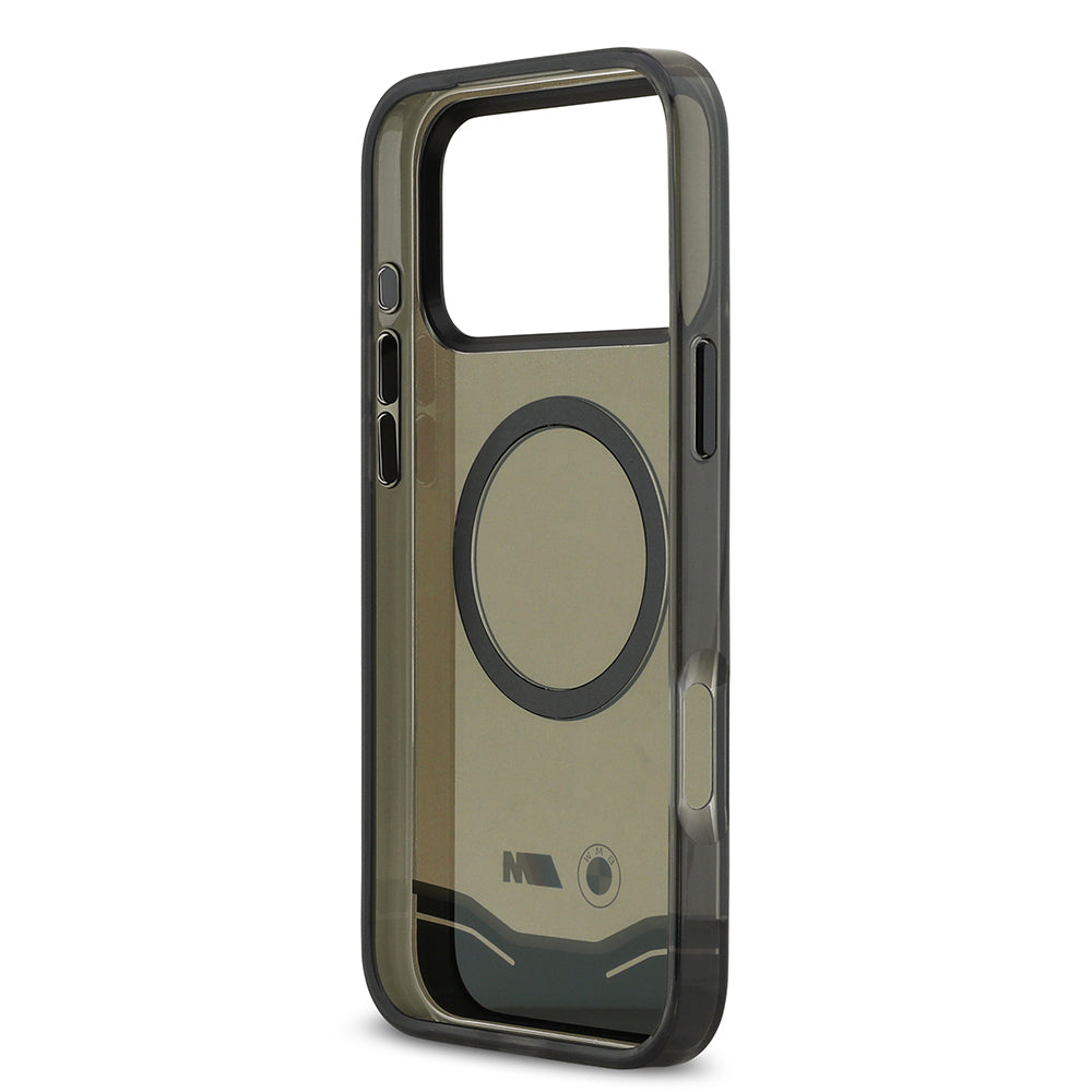 iPhone 17 Pro Max Kılıf BMW Orijinal Lisanslı M-safe Şarj Özellikli Metal Buton Tasarımlı Tranparan M Dizayn Kılıf