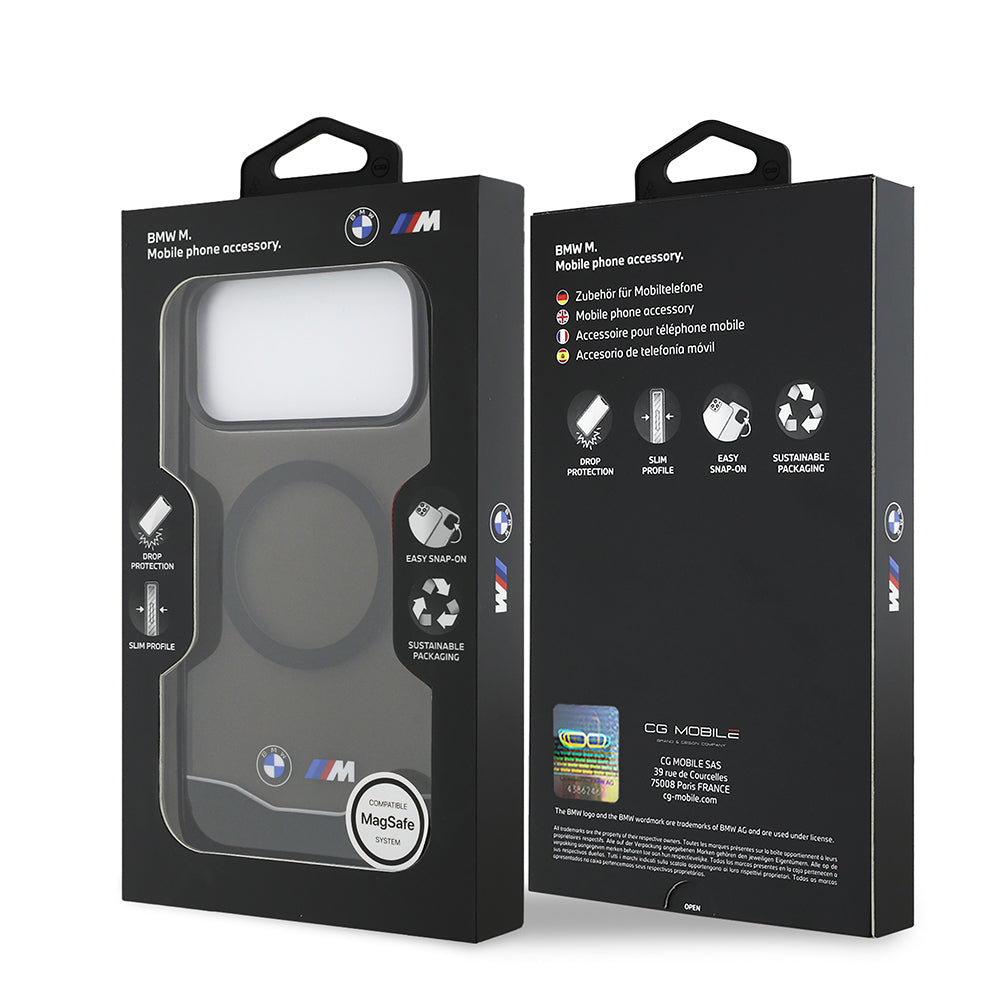 iPhone 17 Pro Max Kılıf BMW Orijinal Lisanslı M-safe Şarj Özellikli Metal Buton Tasarımlı Tranparan M Dizayn Kılıf