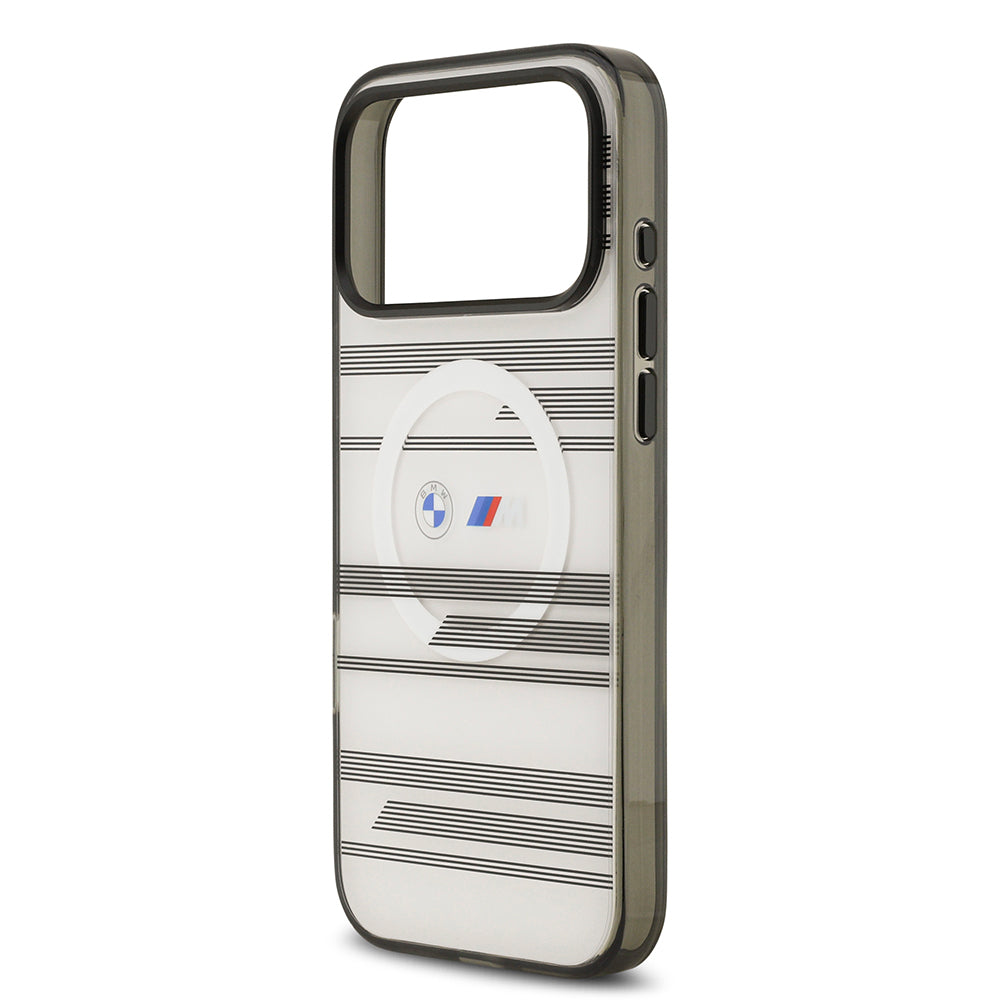 iPhone 17 Pro Max Kılıf BMW Orijinal Lisanslı M-safe Şarj Özellikli Metal Kamera Butonlu Yatay Şeritli M Dizayn Kılıf