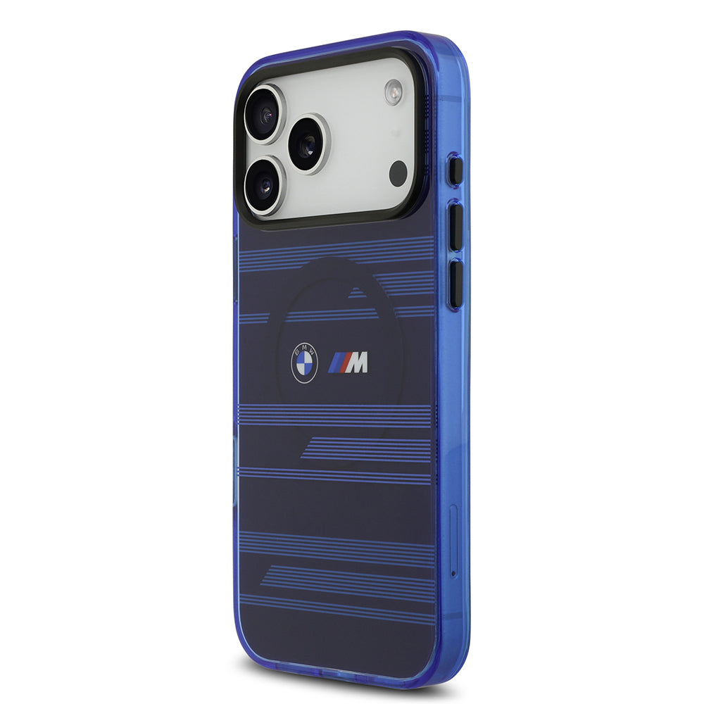 iPhone 17 Pro Max Kılıf BMW Orijinal Lisanslı M-safe Şarj Özellikli Metal Kamera Butonlu Yatay Şeritli M Dizayn Kılıf