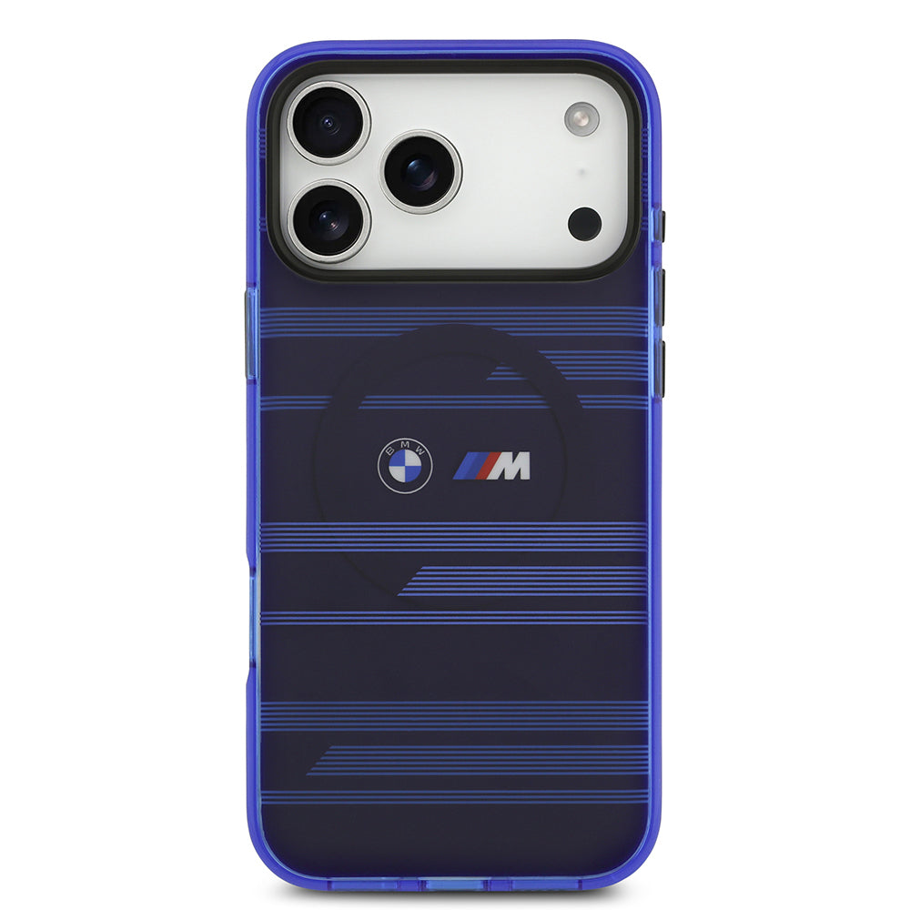 iPhone 17 Pro Max Kılıf BMW Orijinal Lisanslı M-safe Şarj Özellikli Metal Kamera Butonlu Yatay Şeritli M Dizayn Kılıf