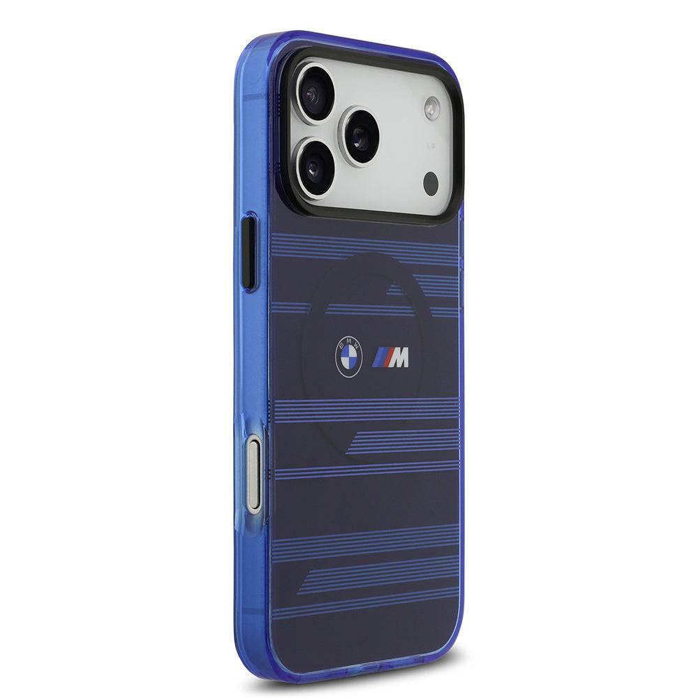 iPhone 17 Pro Max Kılıf BMW Orijinal Lisanslı M-safe Şarj Özellikli Metal Kamera Butonlu Yatay Şeritli M Dizayn Kılıf