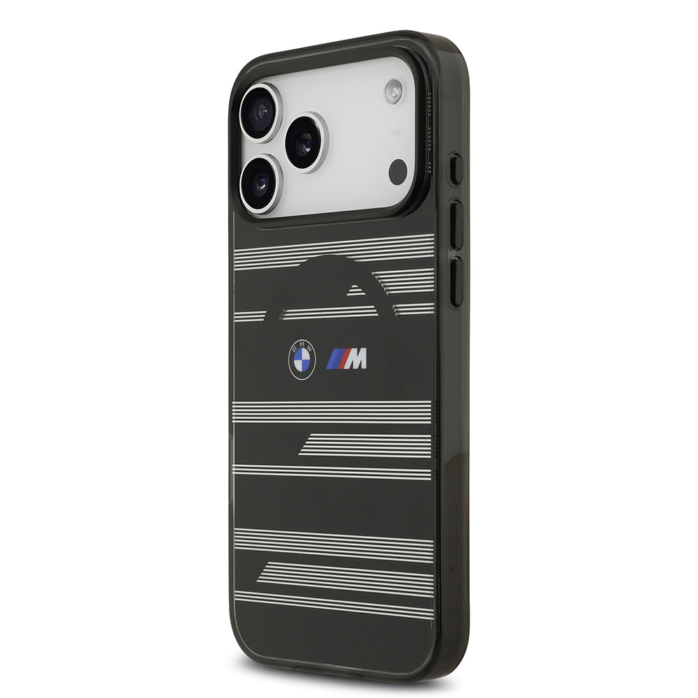 iPhone 17 Pro Max Kılıf BMW Orijinal Lisanslı M-safe Şarj Özellikli Metal Kamera Butonlu Yatay Şeritli M Dizayn Kılıf