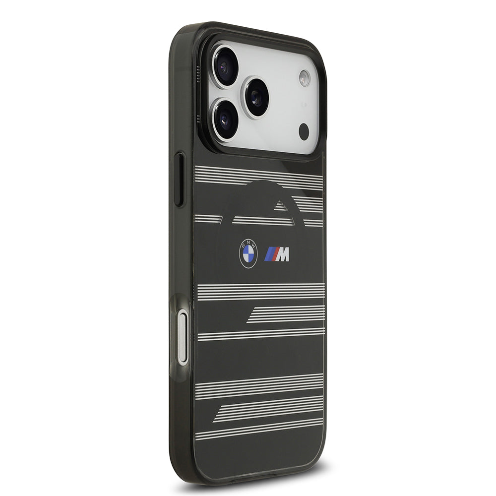 iPhone 17 Pro Max Kılıf BMW Orijinal Lisanslı M-safe Şarj Özellikli Metal Kamera Butonlu Yatay Şeritli M Dizayn Kılıf